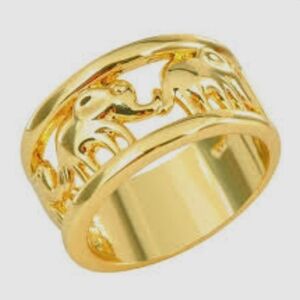 New Lucky Elephant Yellow Gold Filled Ring.